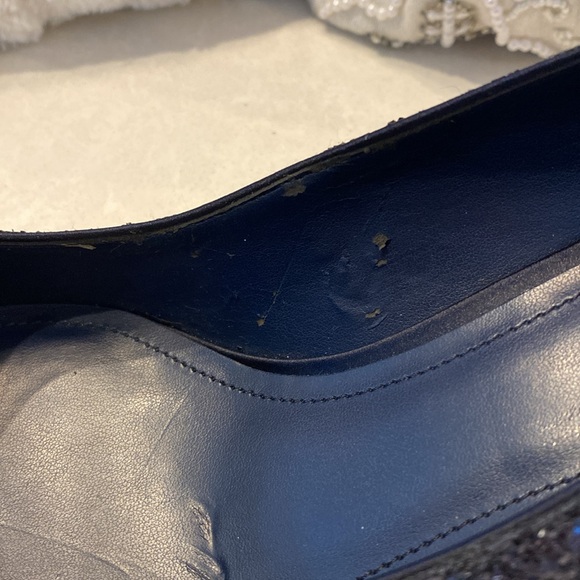 WHBM Midnight Blue Glitter Pumps Kitten Heels Size 9 - Picture 9 of 10